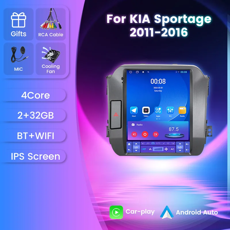 Navifly 2 Din Android Autoradio 9,7 palca Tesla v štýle vertikálnej dotykovej obrazovky GPS Audio stereo pre Kia Sportage 3 SL 2010-2016