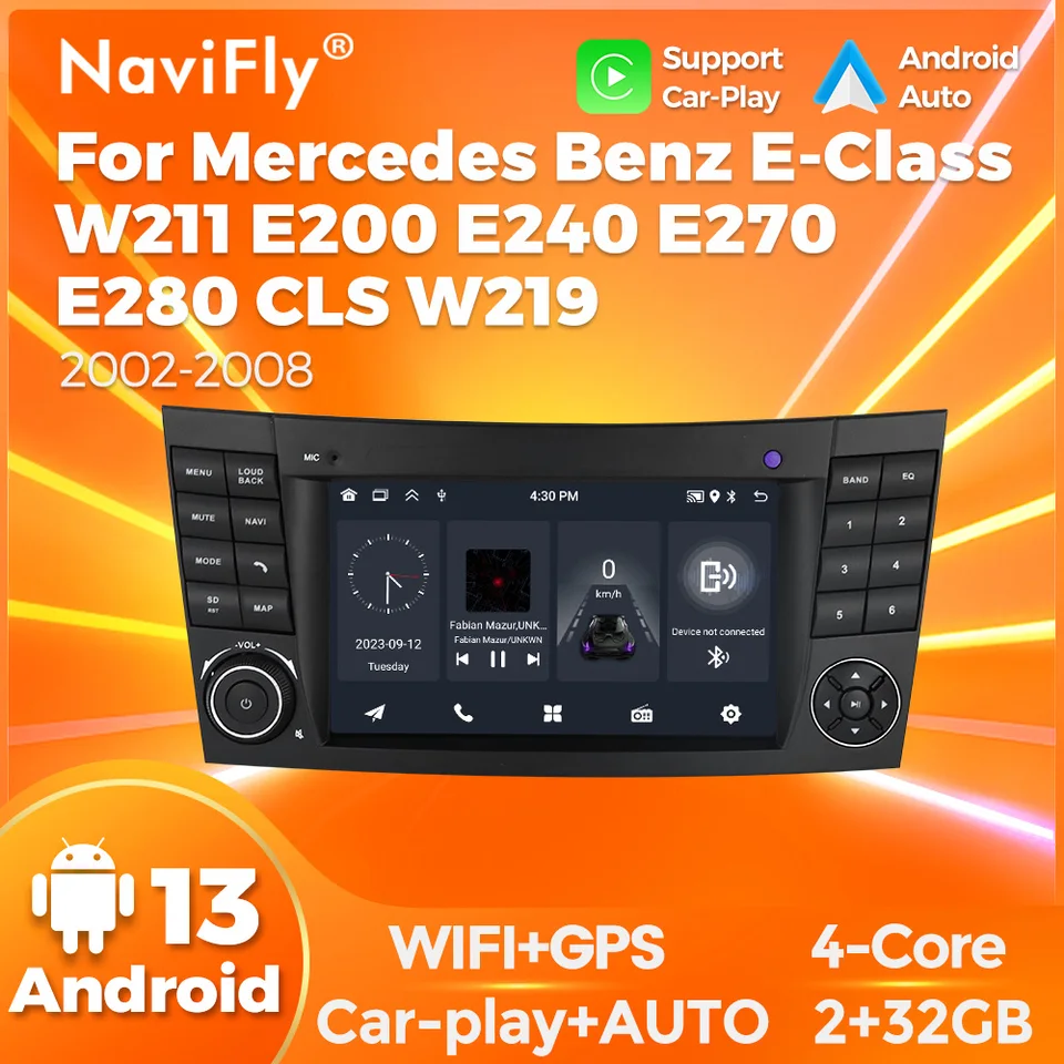 Navifly 2Din Android Car Radio GPS Player pre Mercedes Benz E Class W211 E200 E220 E300 E350 E240 E270 E280 W219