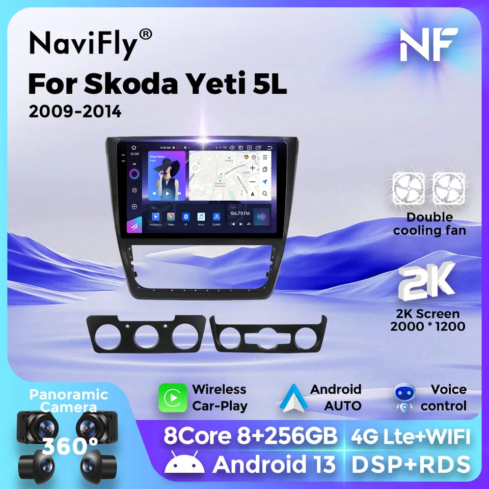 Navifly Android 13 Car Radio Originálny štýl automobilu pre skod Yeti 5L 2009-2014_43 DSP Radio Intelligent Car Multimedia Player Auto