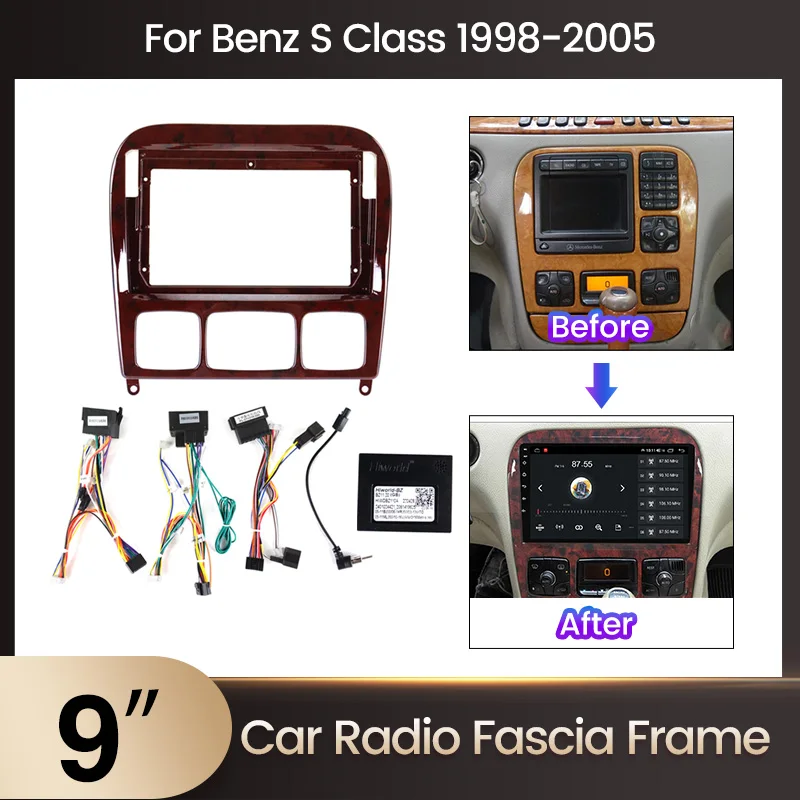 Navifly Android Head Unit Radio Frame Kit pre Mercedes Benz S trieda W220 1998 1999 2000 2001 2002 2003 2004 2005