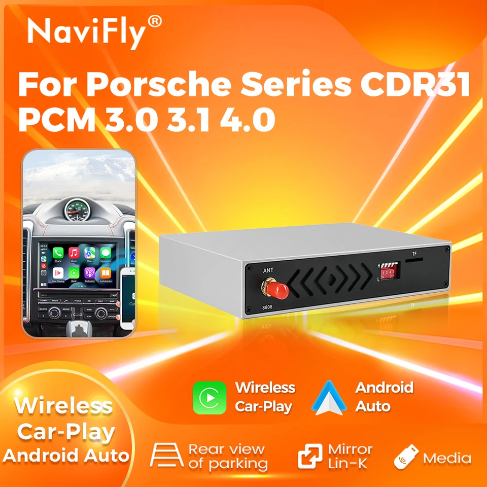 Navifly Decoder Box pre Porsche Cayenne Cayman Paramera Macan 911 CDR31 PCM 3.0 3.1 4.0 OEM UPDATE SCRON WIRELESS CARPLAY AUTO