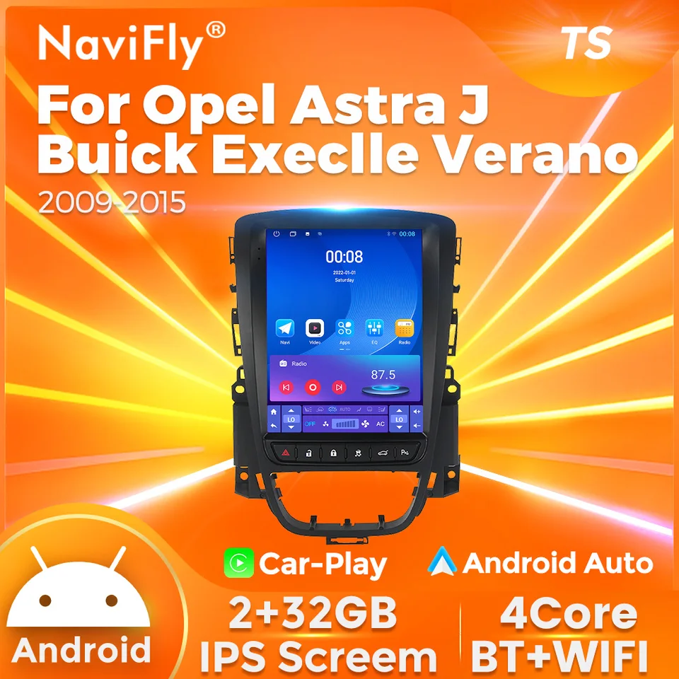 Navifly for Opel Astra J Buick Execlle Verano 2009-2015 Android Car Multimedia Radio GPS Navigation BT WiFi CarPlay Video Player