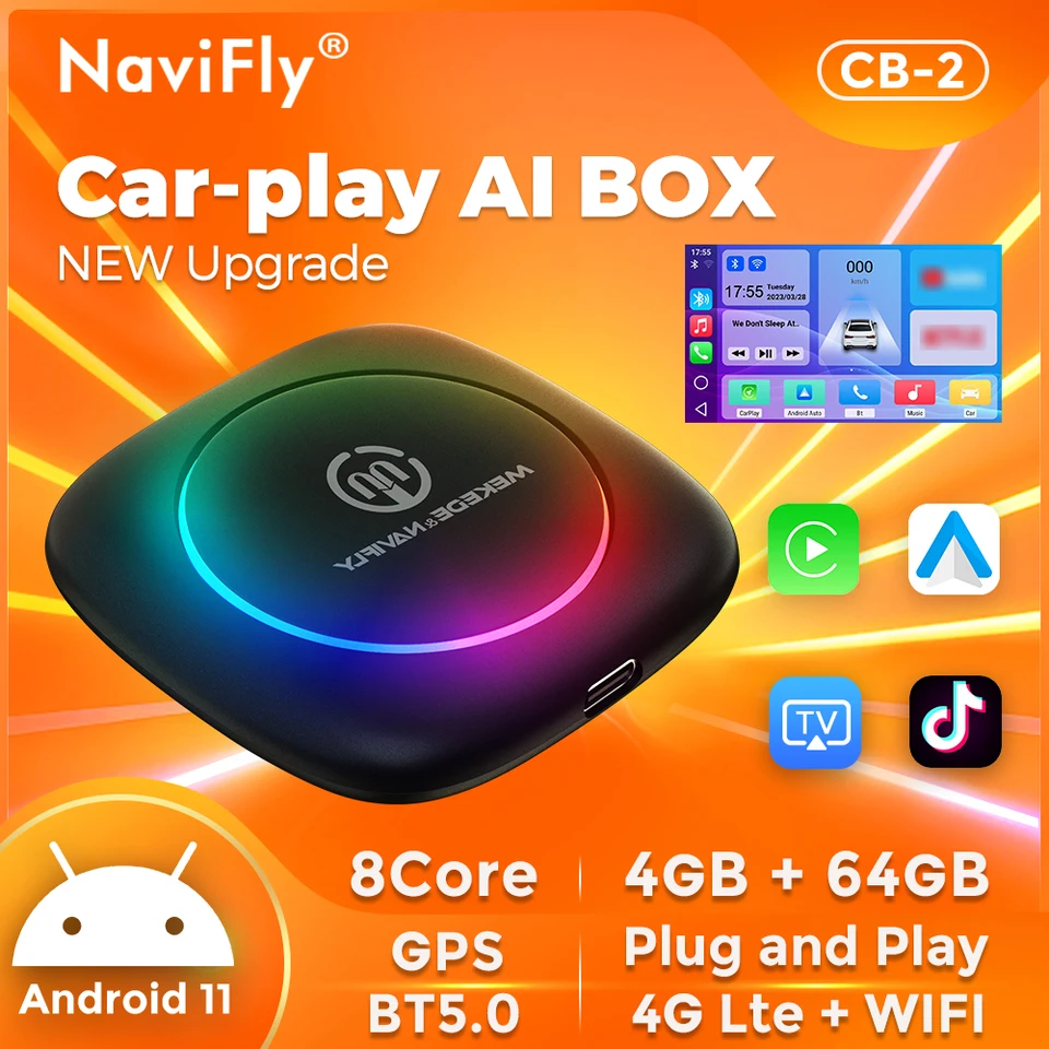 Navifly Wireless a Wired CarPlay Android Auto Adapter AI Box pre univerzálnu podporu automobilu Netflix YouTube Mirror Link Navigácia