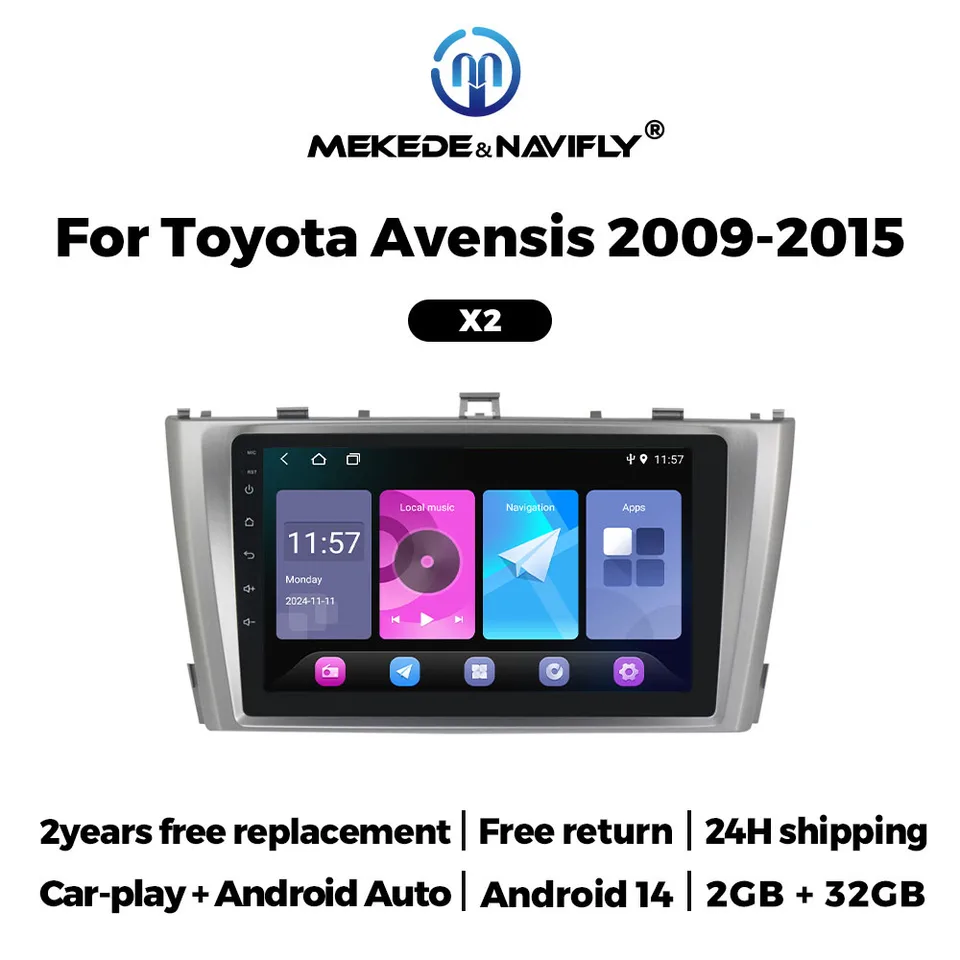 Navifly Wireless CarPlay Android Auto pre Toyota Avensis T27 2009-2015 Aut Radio Multimedia Player 9 