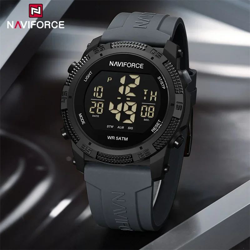 Naviforce Brand Electronic Watch for Men Silikónový remienok Módna vysoko kvalitná 50 metrov vodotesné náramkové hodinky Relogio Masculino 2024
