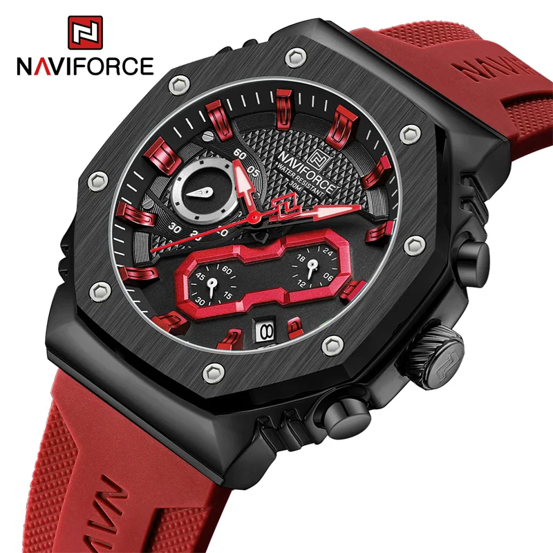 Naviforce Pánske hodinky módne šport vodotesný pár milovníkov Quartz náramkové hodinky žiarivé silikónové remienok hodiny relogio maskulino