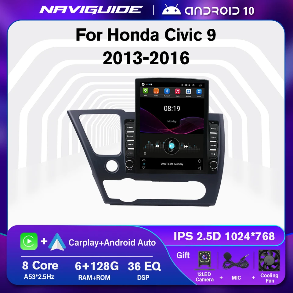 Naviguide C1 Plus 6+128G Android10 pre Honda Civic 9 LHD 2013-2016
