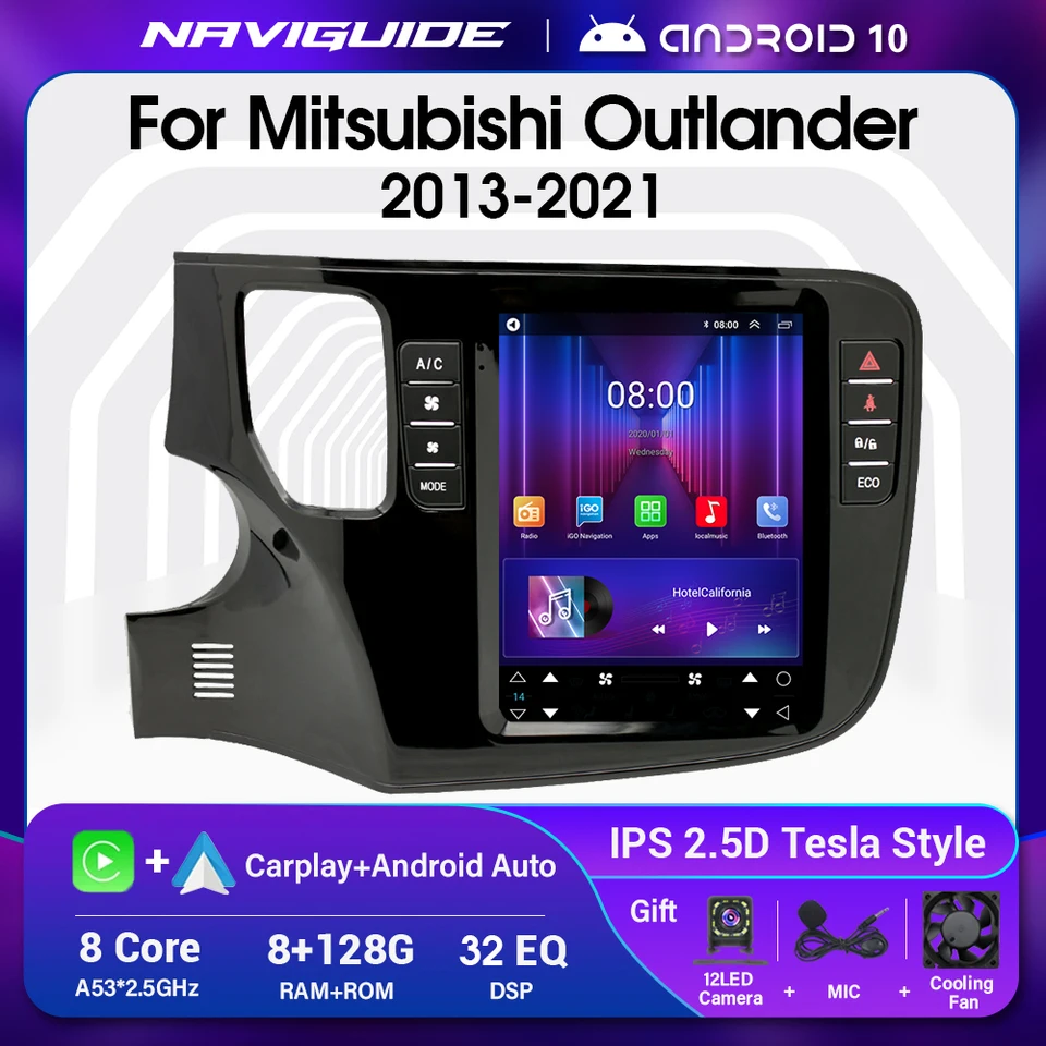 Naviguide S7 6+128g Car pre Mitsubishi Outlander XL 3 2013-2021 pre Tesla v štýle Android10 Multimedia Player Navigation GPS