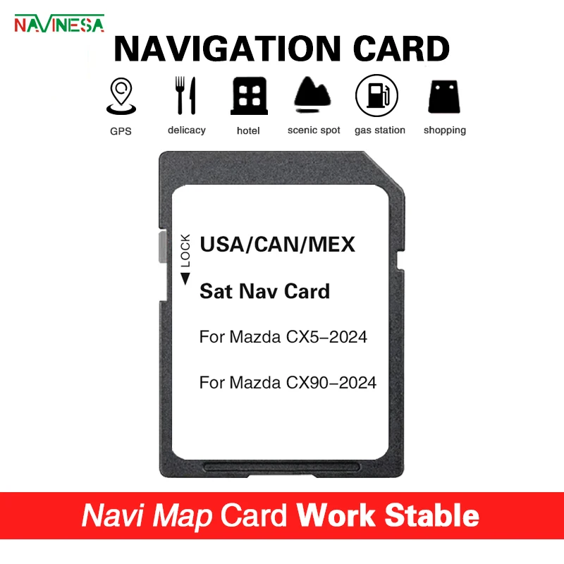 Naving pre Mazda CX5 2024 Aktualizácia vozidla Multimedia GPS softvér North America Maps navigačný systém SD karta SD