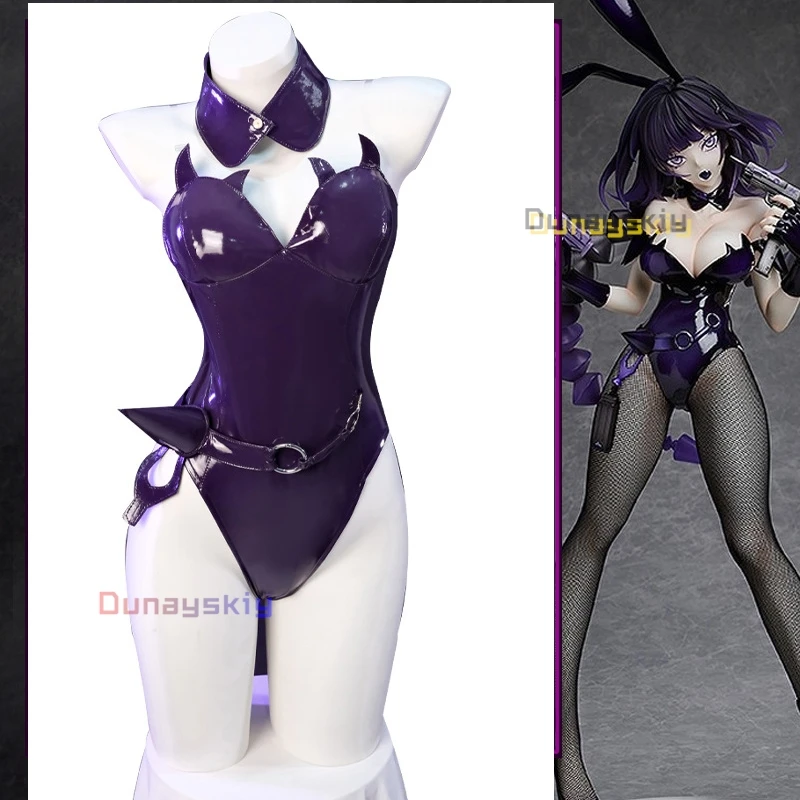 Nazumi Yakuwa Bunny Girl Cosplay kostým Party fialové vysoké rozdelené skryté gombíky Sexy Road-Play Uniforma Dámske oblečenie