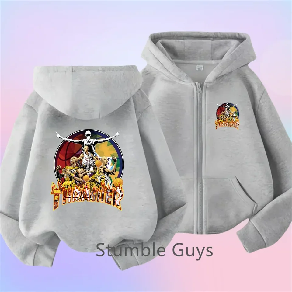 NBA Kids Sports Zipper Hoodie Kids Clothing Fashion Boy Boy Clowing Fall Warm Star NBA Jersey Coat Kids