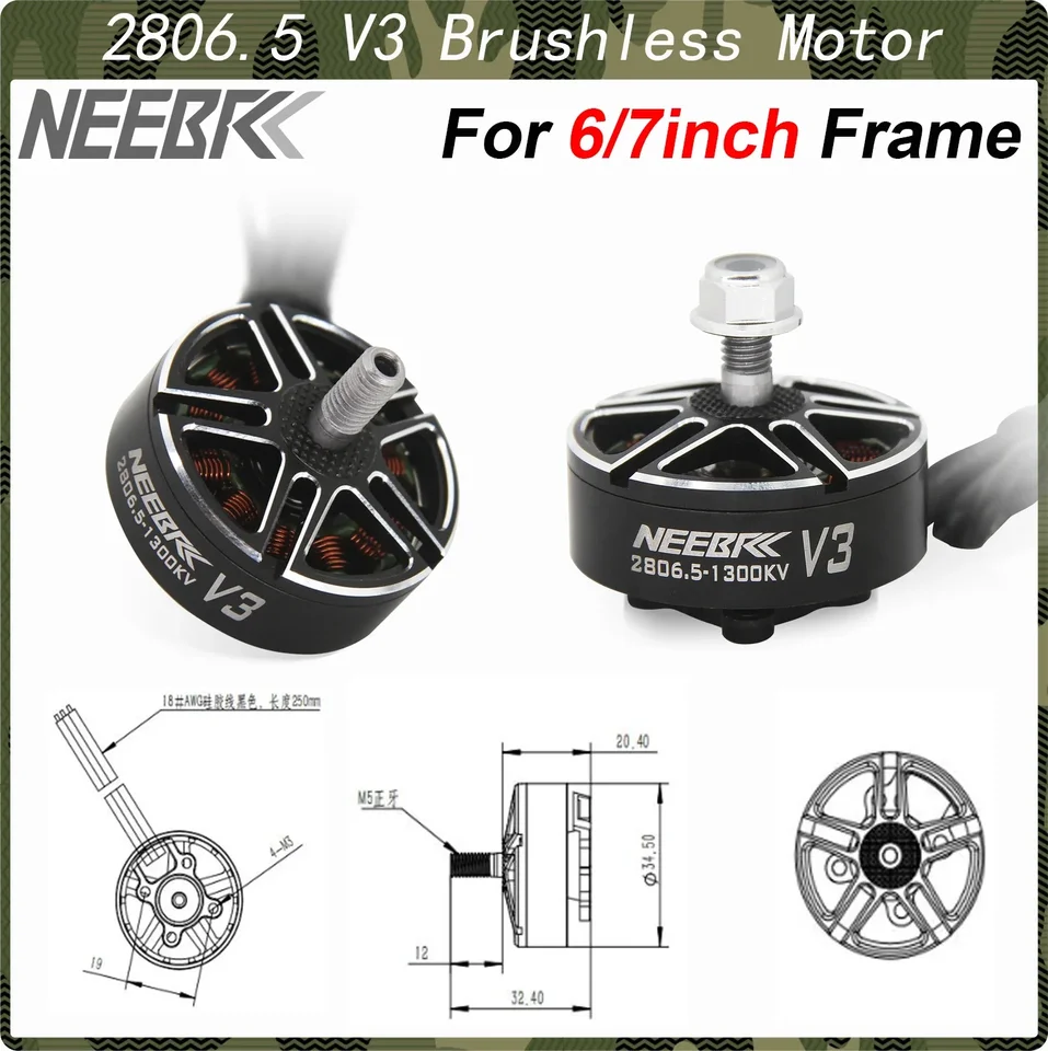 NEBRC 2806,5 V3 2807 1300KV Brushless Motor 3-6S pre Apex Mark4 Mark5 7/8/10inch FPV Racing Drone Freestyle Quadcopter