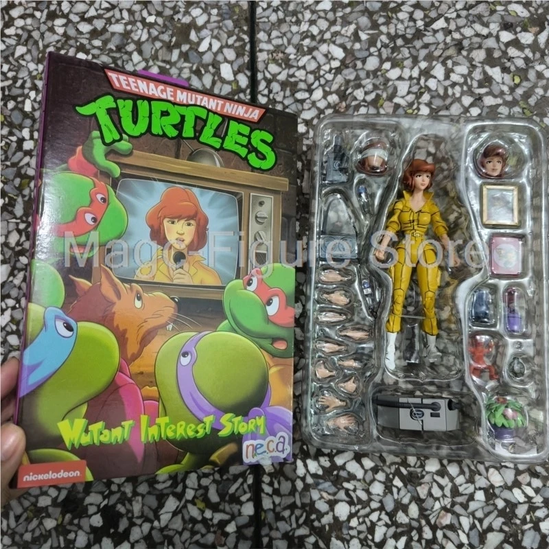 Neca anime apríl O'Neil Žlté oblečenie Žena reportérka Akcia Zbierka hračiek Hračky spoločné hnuteľné narodeniny darček