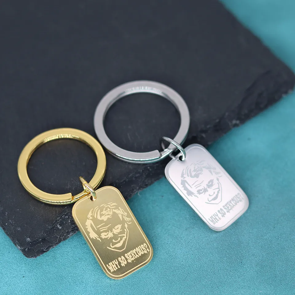 Nedar Square Circus Funny Joker prívesok Kľúčový reťazec pre ženy muži Klávesový darček z nehrdzavejúcej ocele Halloween šperky Keychain