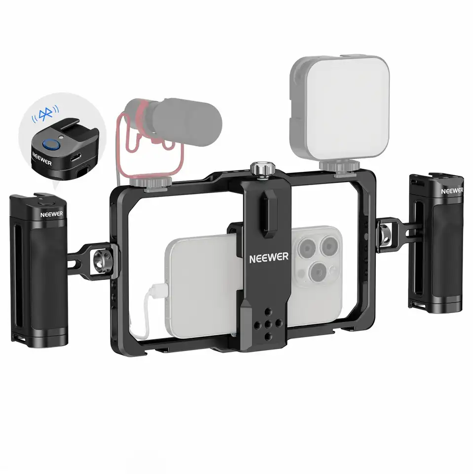 Neewer PA009E PLYTNÝ RIGGING Kit Kit Video Stabilizer s bezdrôtovým mikrofónom pre iPhone 15 14 Pro Max 13 Pro Max Galaxy S23