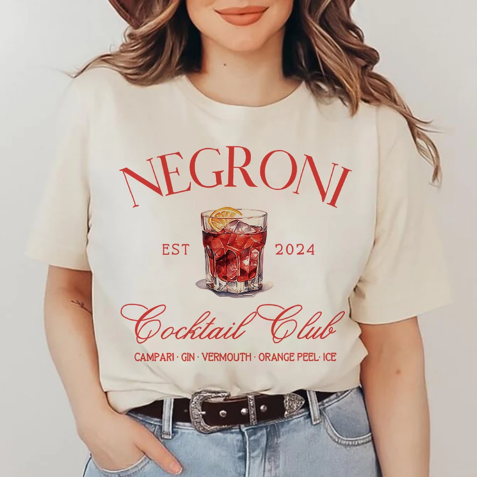 Negroni Social Club T tričko módne muži/ženy Harajuku Grafické tričko Unisex vysokokvalitné estetické vintage bavlnené tričká