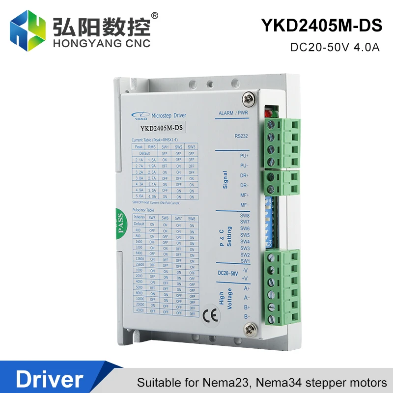 NEMA 23 2-fázový krokový ovládač YKD2405M 32-BIT DSP Digital Stepper Driver DC20-50V 4.0a, ktorý sa používa pre NEMA 34 Krokový motor