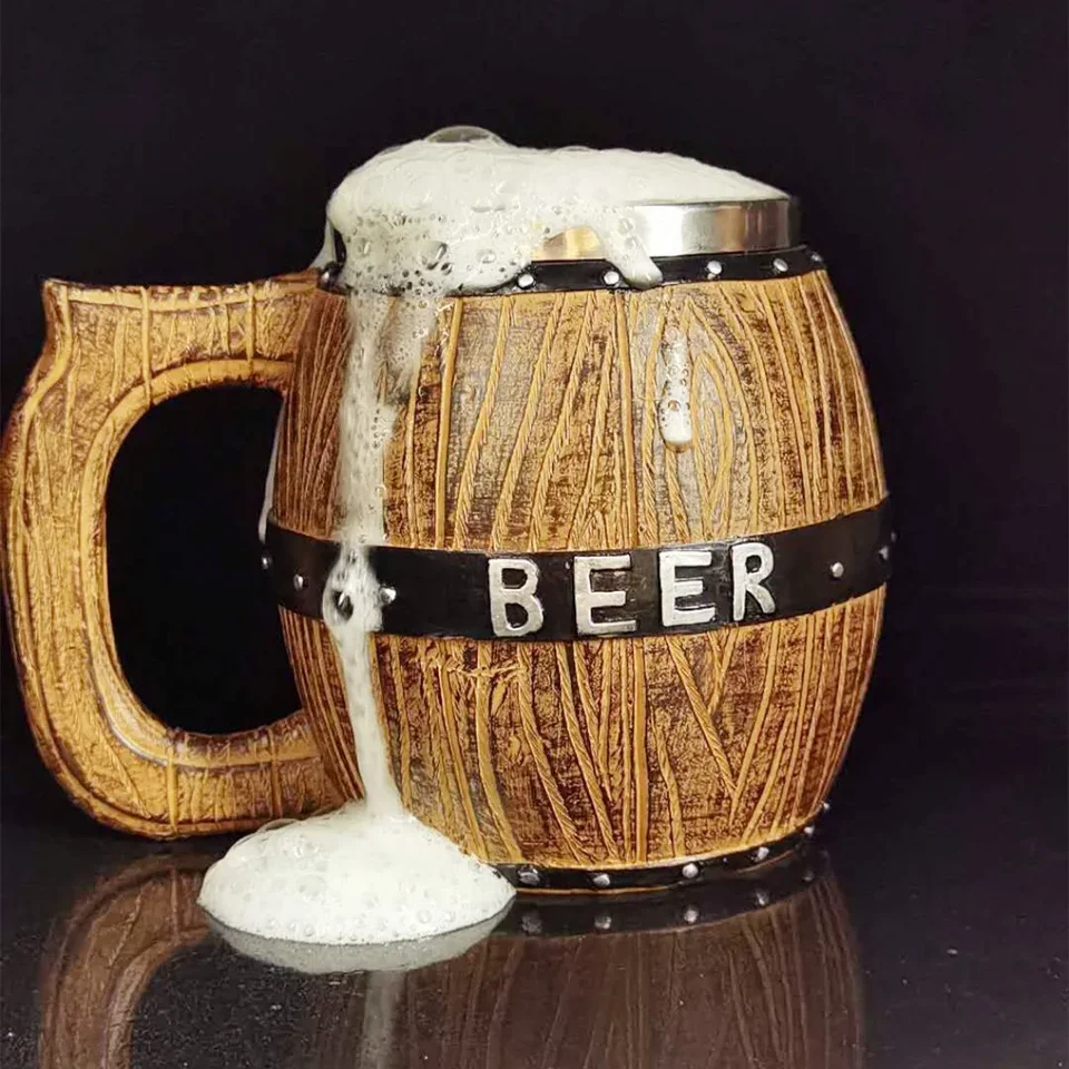 Nemecká z nehrdzavejúcej ocele Drevená suda pivo Pivo Pive Bar Vintage Pive Cup Drinkware Mug Strange Cups