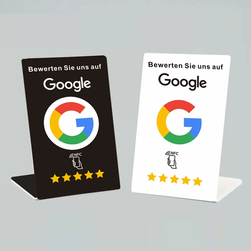 Nemecké francúzske arabské písanie Google Reviews NFC STAND TAP URL Sociálne obchodné karty