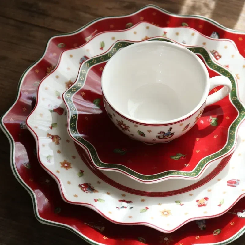 Nemecký bazén tvrdé porcelánové hračky, radostné viacúčelové taniere, vianočné šálky, taniere a misky v rôznych štýloch