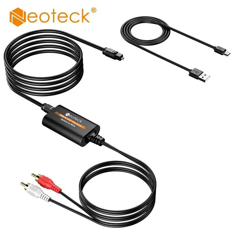 NeoteCk 192KHz Digital to Analog Audio Converter Optický toslink na zvukový adaptér RCA Mužský konektor DAC prevodník DAC