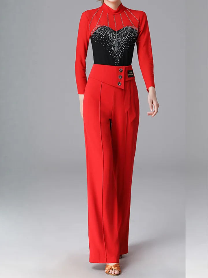Nepravidelné tanečné sály tanečné súťaž Latin Pant Dancewear Classical Patchwork Waltz Moderný luxusný jazz kamienok