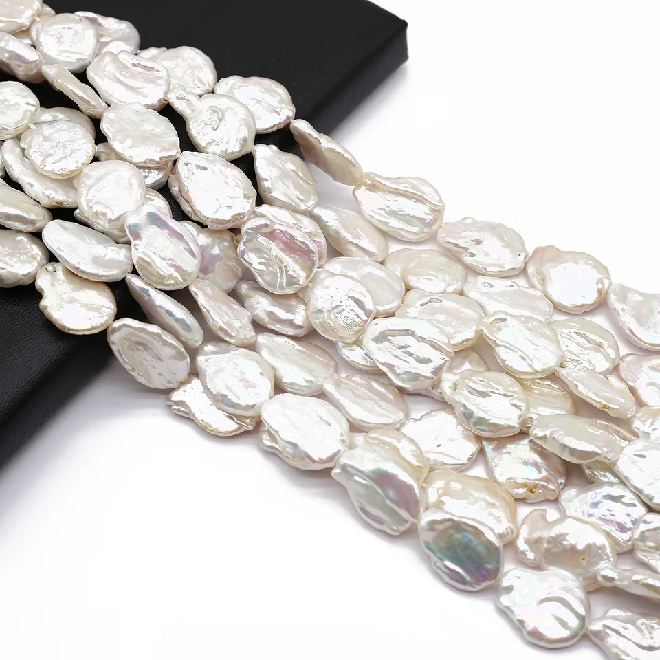 Nepravidelný barokový perla veľké korálky voda kvapka biele peals elegantné prírodné sladkovodné perlové korálky DIY šperky 17 × 22 mm-18 × 23 mm