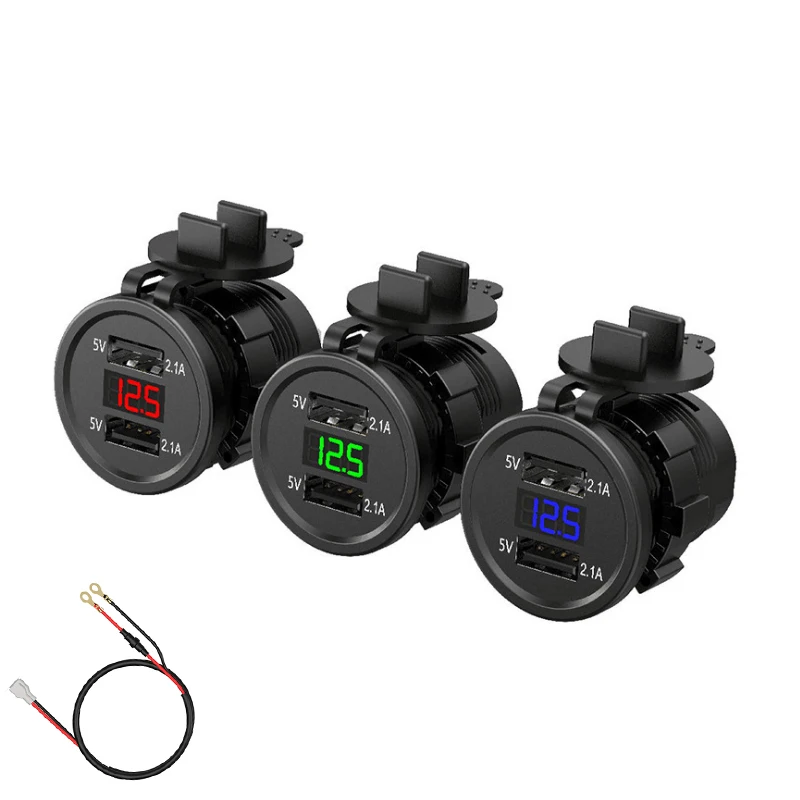 Nepremokavá automobilová nabíjačka nabíjačku zapaľovač zapaľovača 12v/24v duálny voltmeter LED voltmeter pre iPad iPhone telefónny motor