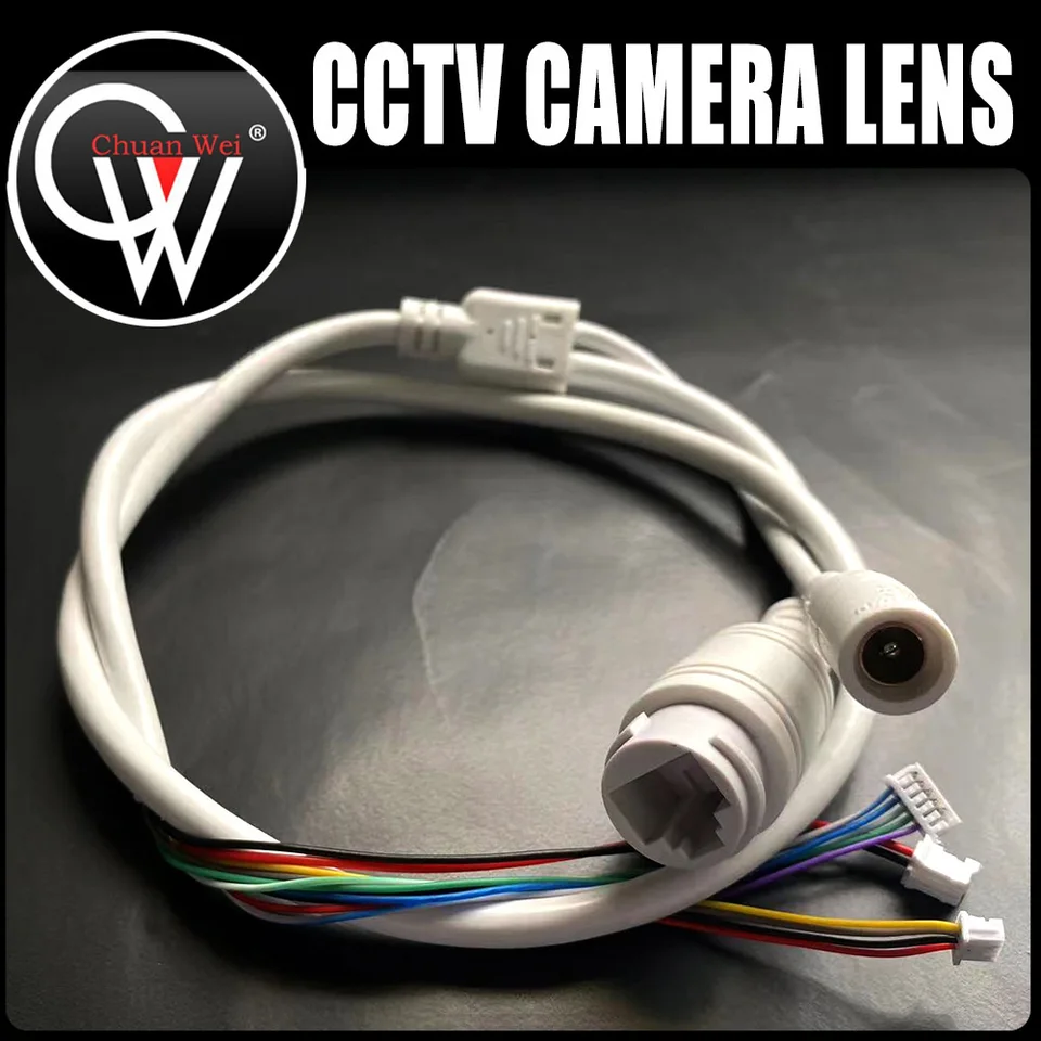 Nepremokavá CCTV Poe IP sieťová kamera PCB Modul video napájací kábel Withe, dlhý 65 cm, RJ45 Ženské konektory s terminlasmi