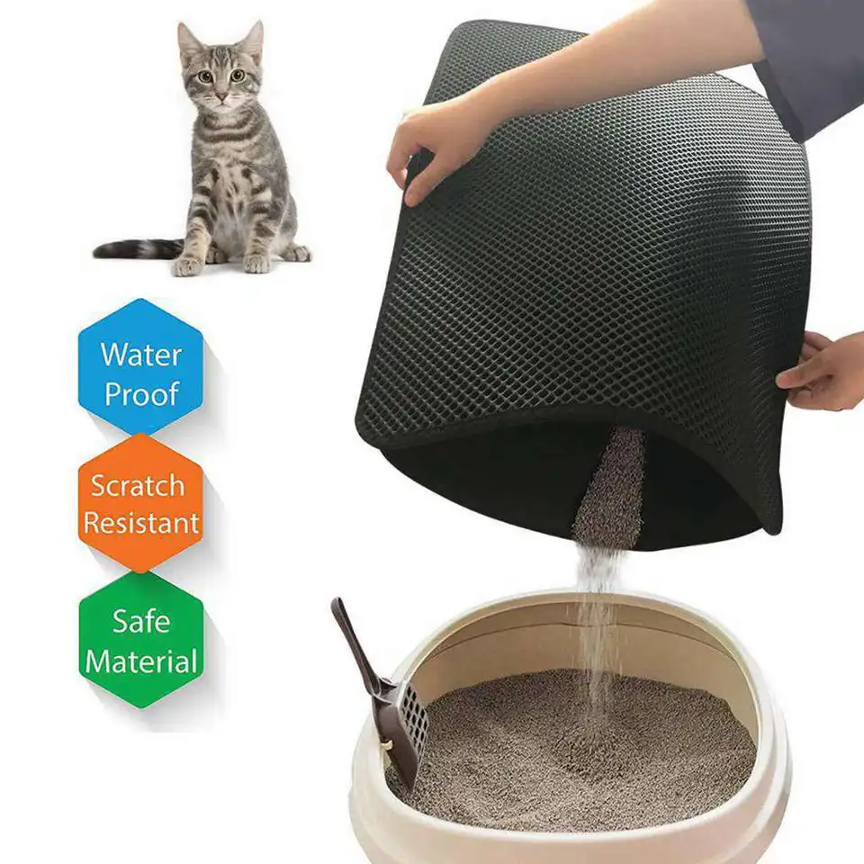 Nepremokavá mačka podstielka podrzdie s dvojitou vrstvou Pet Litter Box Mat Rat Non-Slip Sand Cat podložka umývateľná posteľ roho