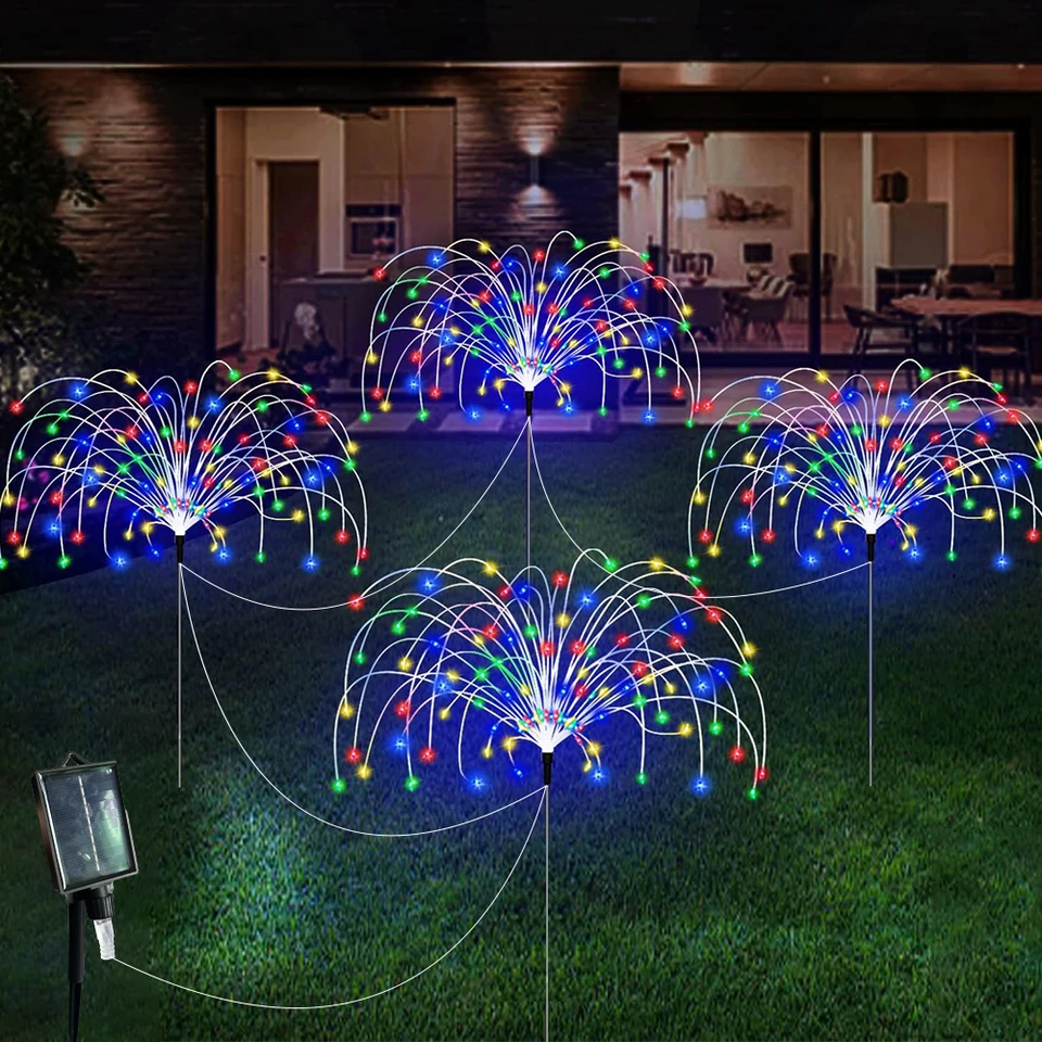 Nepremokavá solárna LED Firework Fairy Light 8 Modes Outdoor Garden Decor Lawn Pathway Svetlo pre terasu na párty vianočná svadba