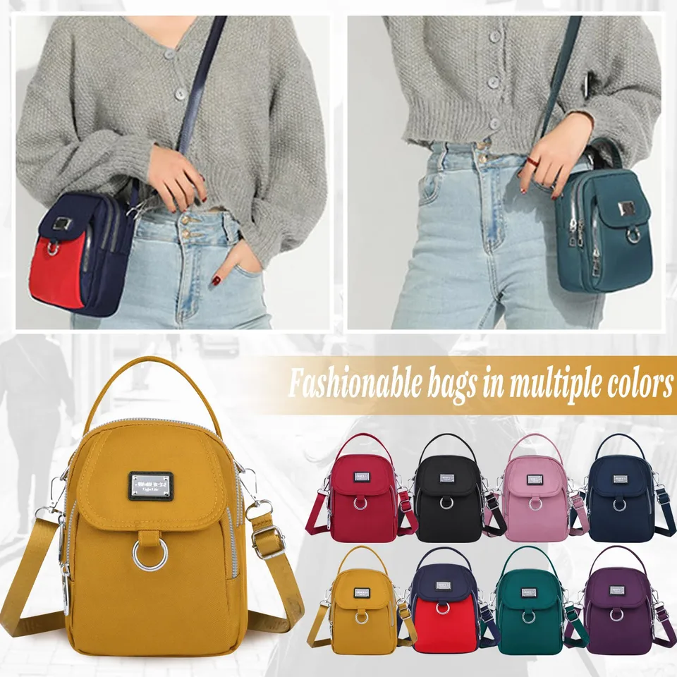 Nepremokavá taška na rameno pre ženy príležitostné zladenie Pomomoci s vrecami Crossbody Simple Lightweight Oxford Multy Vrecká vrecká