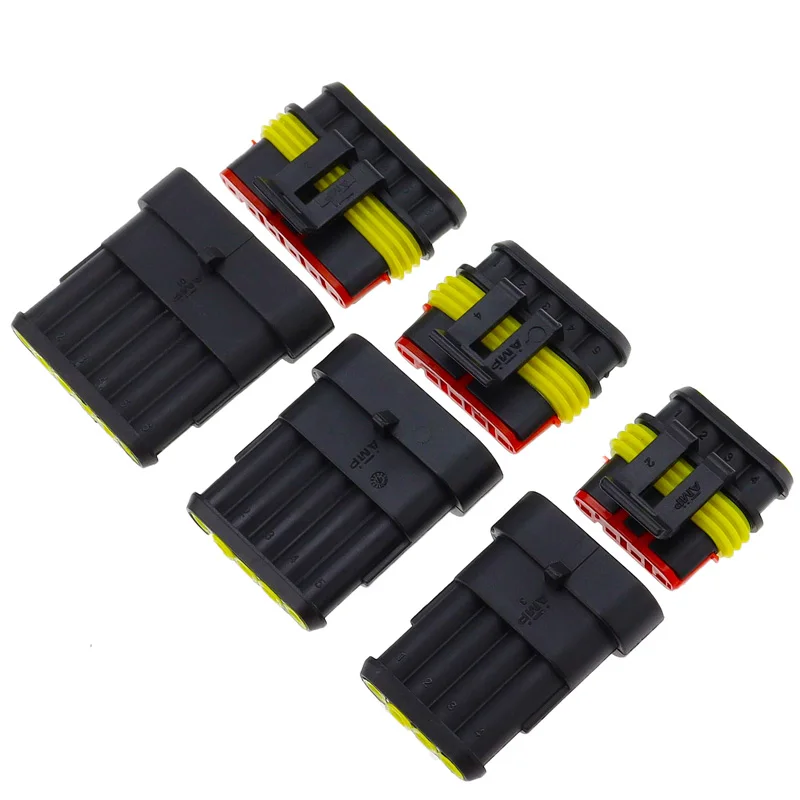 Nepremokavá zástrčka elektrického drôtového konektora 1/2/3/4/5/6 PINS Amp Super Seal Quad Quad Bike IP68 Automotive Plug Terminály 5ks/set
