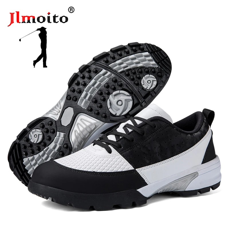 Nepremokavé golfové topánky Men Dámske kožené nekĺzavé nekĺzavé golfové tenisky Light Golf Training tenisky golfové atletické topánky čierne