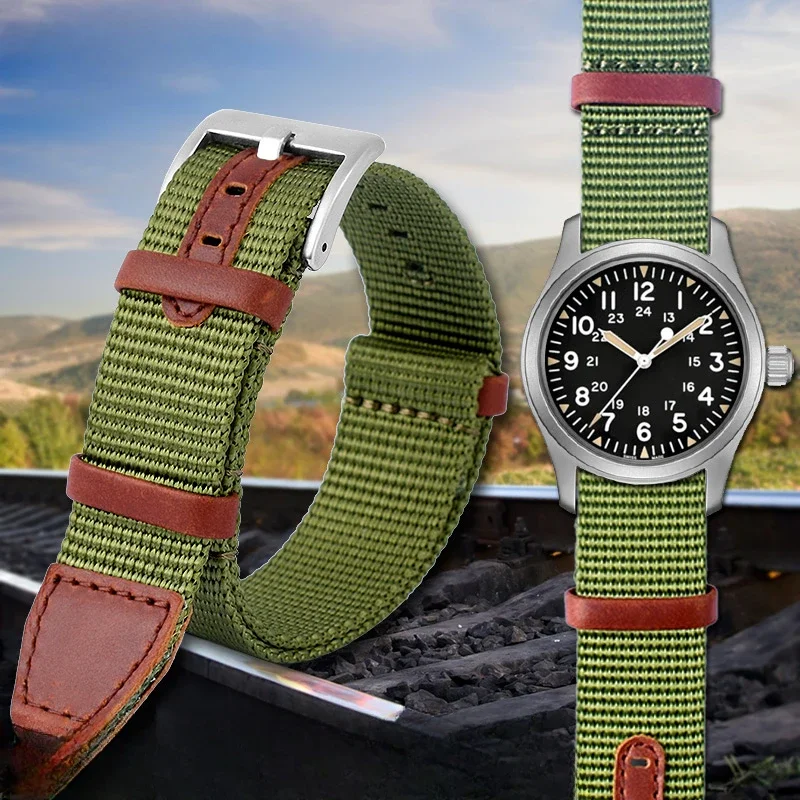 Nepremokavé mäkké tkané nylonové hodinky pre Hamilton Khaki Army Green Field H69439931 H69439411 Series 20 mm 22mm hodinkový remienok