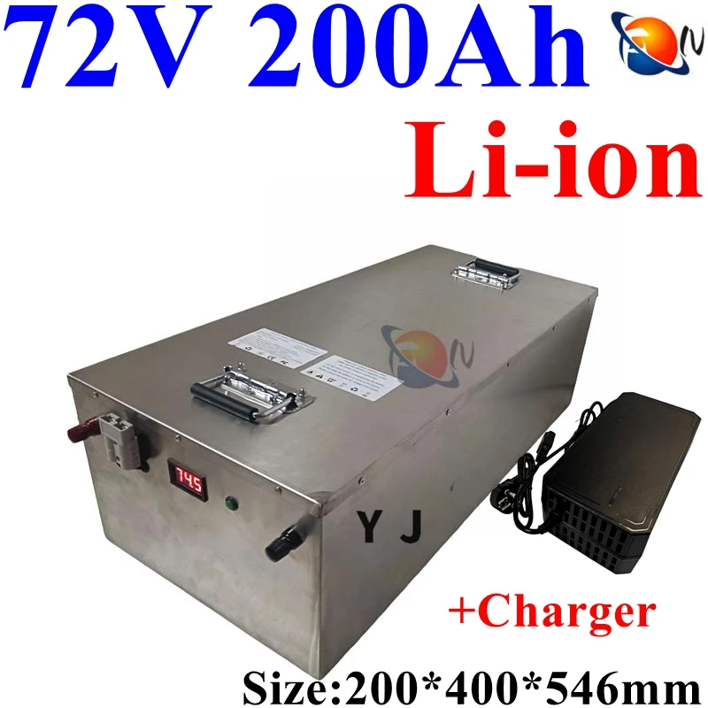 nepremokavý 72 V 200Ah lítium -iónová batéria Li ión s BMS pre 7200 W na bicykli Tricy na vysokozdvižnom vozíku EV motocykla +10A nabíjačka
