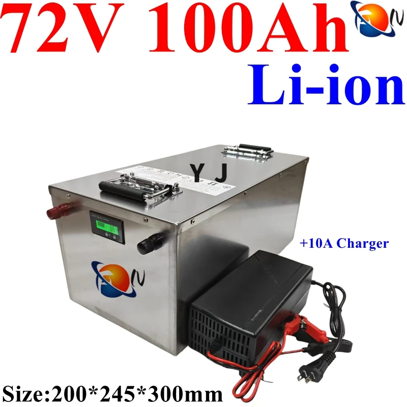 nepremokavý 72V 100AH ​​lítium-iónovej batérie LI-ION 100A BMS pre 7000 W na bicykli Tricykel MotoCycle MotoCycle AGV VOZIDLA +10A nabíjačka