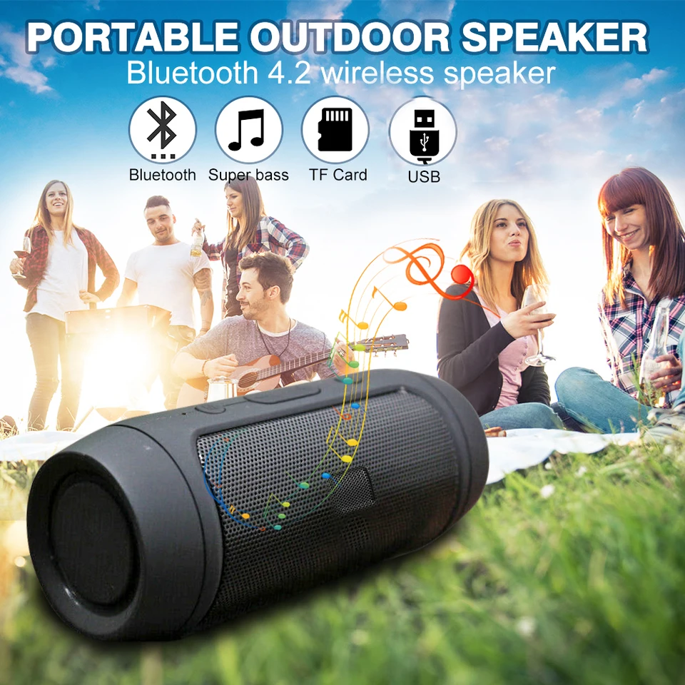 Nepremokavý prenosný reproduktor mini Bluetooth hudba Bass Bass Subwoofer Outdoor Wireless Loudspeaker Sound Bar FM Radio TF Card