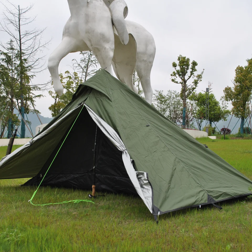 Nepremokavý ultralight pyramídový stan pre 1 osobu, batohový teepee, vodotesný kempingový stan, zabraňuje Alpenstock, BC Stan