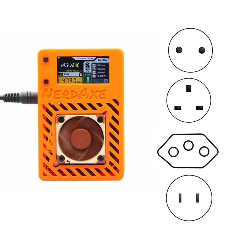 Nerdaxe Miner 500GH/S NERDMINER 15W BITAXE BTC Miner s 1,9 -palcovým displejom lotérií Miner Miner Miner Tichá ventilátor EU zástrčka
