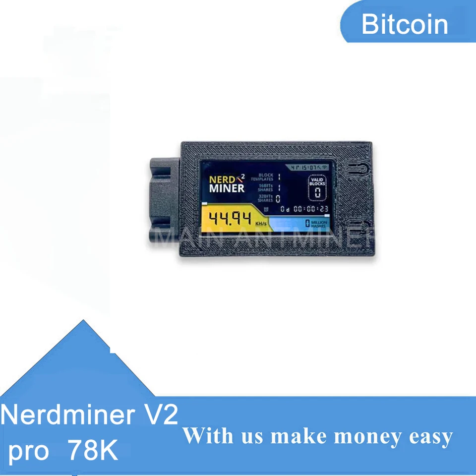 Nerdminer V2 Pro Mini BTC Mining stroj s chladiacim ventilátorom Hashrate 56k/s Bitcoin Bining Device Nerd Miner V2PRO Ready Stock