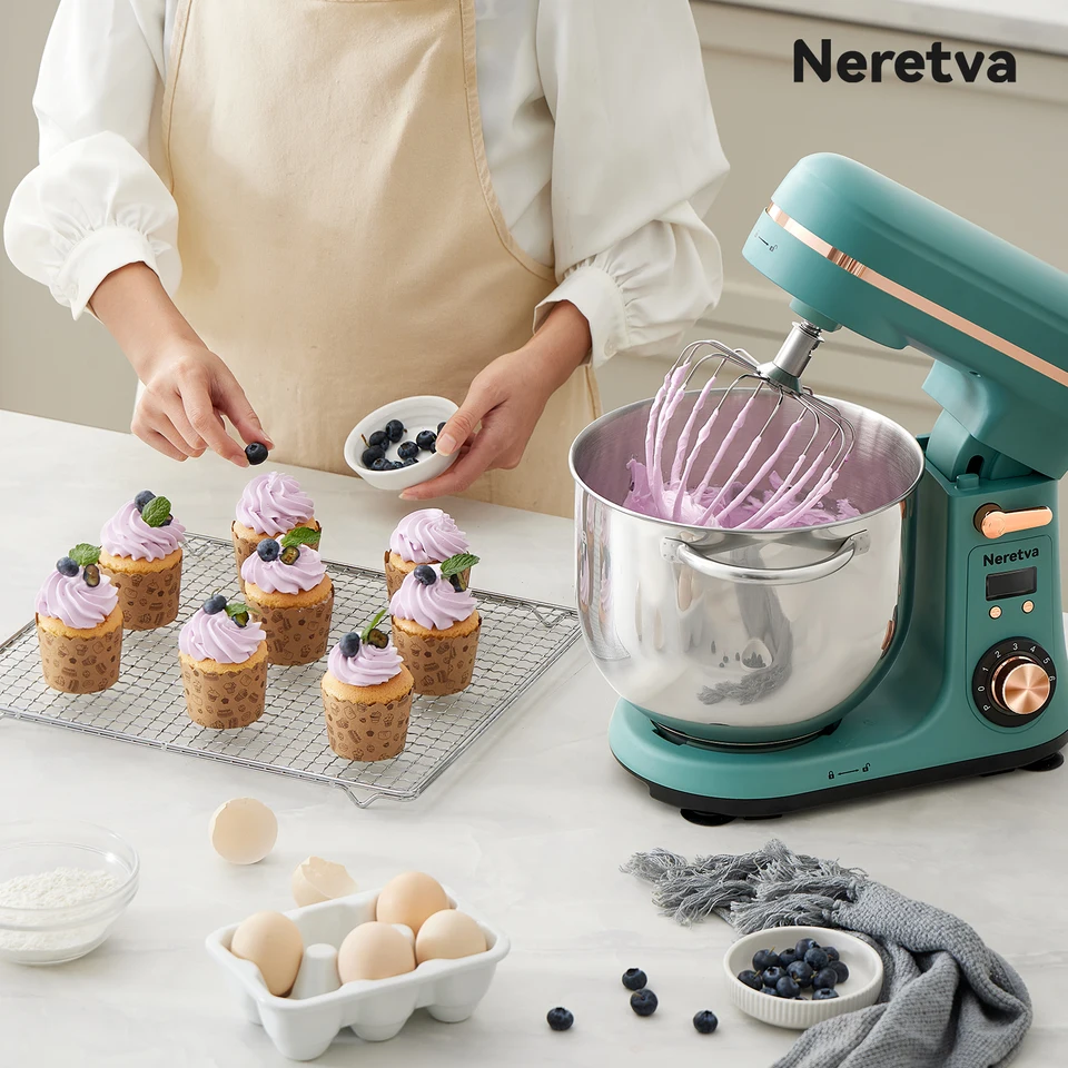 Neretva stojanový mixér, bezhlavý z nehrdzavejúcej ocele bez BPA, kuchynský elektrický stojan mixér [6,34QT a 6-stupňová a 400 W]