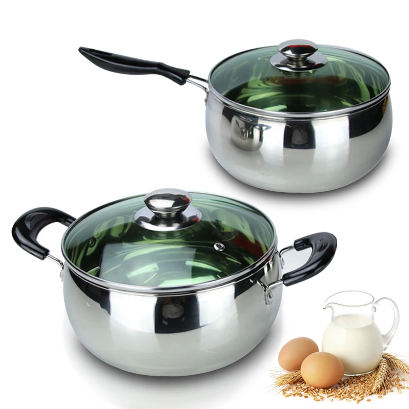 Nerezová mliečna hrniec nelepivé polievkové hrnce Pans Kitchen Coening Wok Vhodný na indukčný hrniec plyn 14/18/22 cm