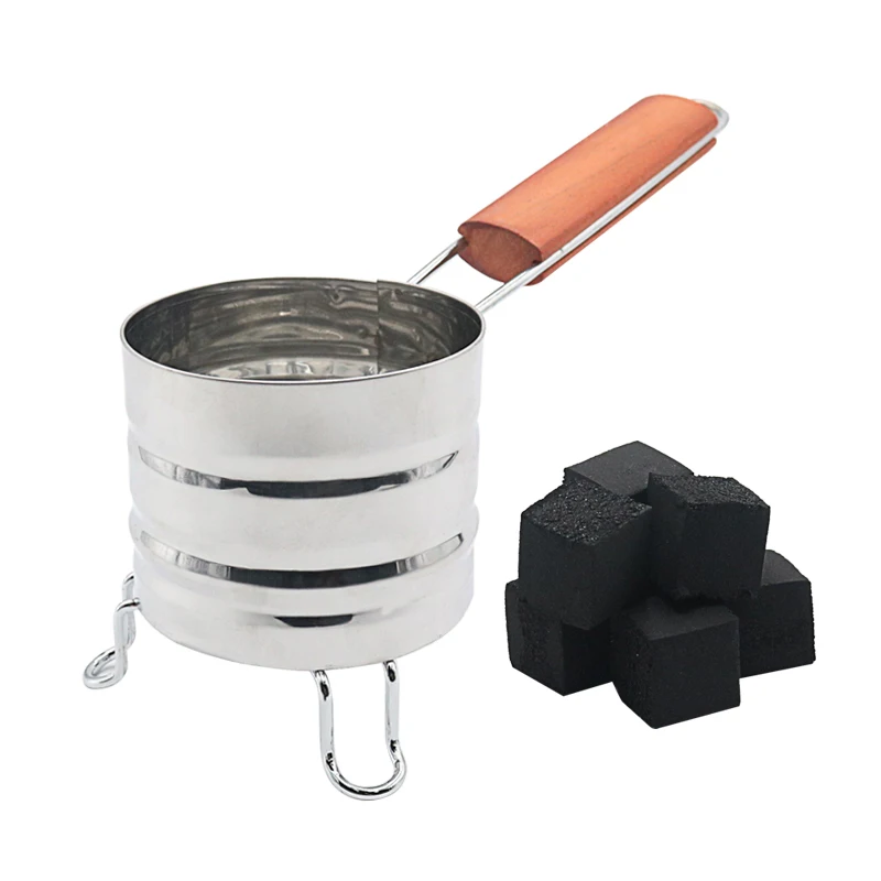 Nerezová oceľ zapaľovanie uhlia s valcou Basket Basket Shisha Pipe Pipa Držiteľ uhlia Sisha Chicha Narguile Accessories BBQ