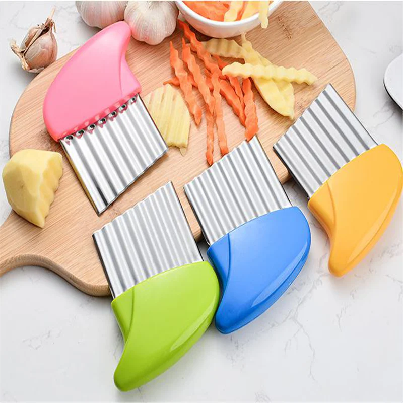 Nerezová oceľ zemiaková čipka Clicer Cesto Zelenina ovocie Crinkle Wavy Slicer Nôž zemiakovej strihačka Chopper