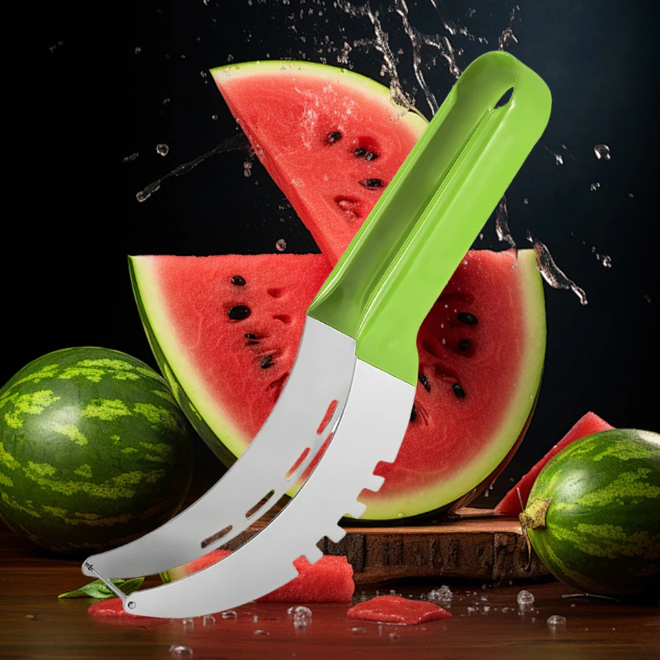 Nerezová oceľový melón rezanie artefaktu s nekĺzavou rukoväťou kuchynské ovocné krájanie strihač ovocného koláča ovocné náradie