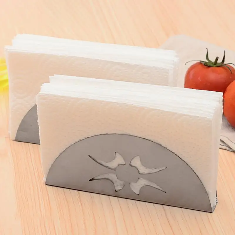 Nerezová oceľový obrúsok Rack Box Desktop Organizátor ventilátor v tvare kuchyne