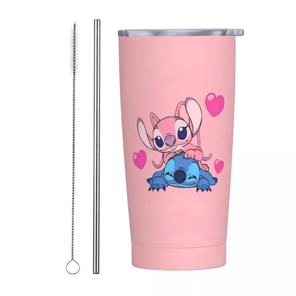 Nerezový pohárik kawaii steh a hrnčeky s anjelskými automobilmi so slamkami Roztomilé karikatúra Hnacieho studeného a horúceho fľaše na fľašu s tepelnou fľašou