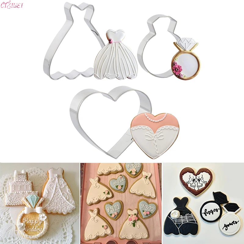 Nevesta, ktorá sa má stať pani Svadobná surovina Cutter Love Ring Dress sušienka Razená pleseň Svadobná sprcha DIY