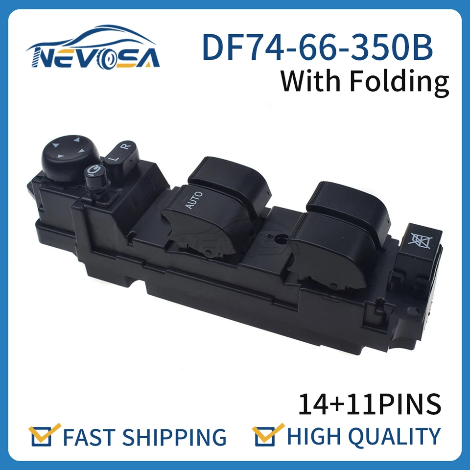 Nevosa DF74-66-350B predné ľavé ovládacie dvere okna Master Switch Glaster pre Mazda 2 M2 2007-2013 DF7466350B DF74-66-350
